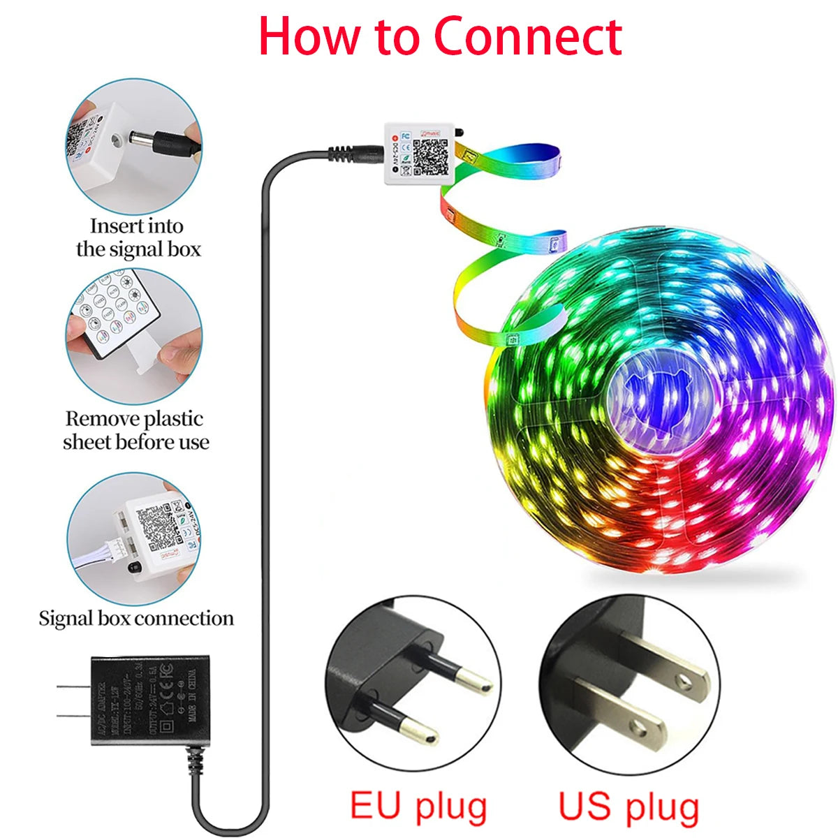 5M RGB LED Strip Lights for Bedroom & Gaming Setup - Remote Control