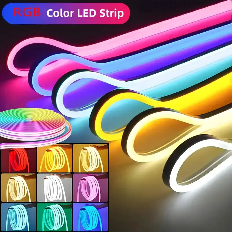 Luz Neón Flexible LED RGB 5M - Para Pared, Escritorio y Gaming Setup