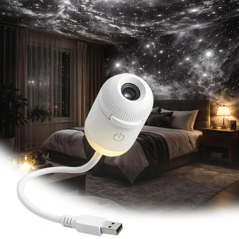 Galaxy Projector 2-in-1 Starry Sky Night Light - USB LED for Bedroom & Gaming Room