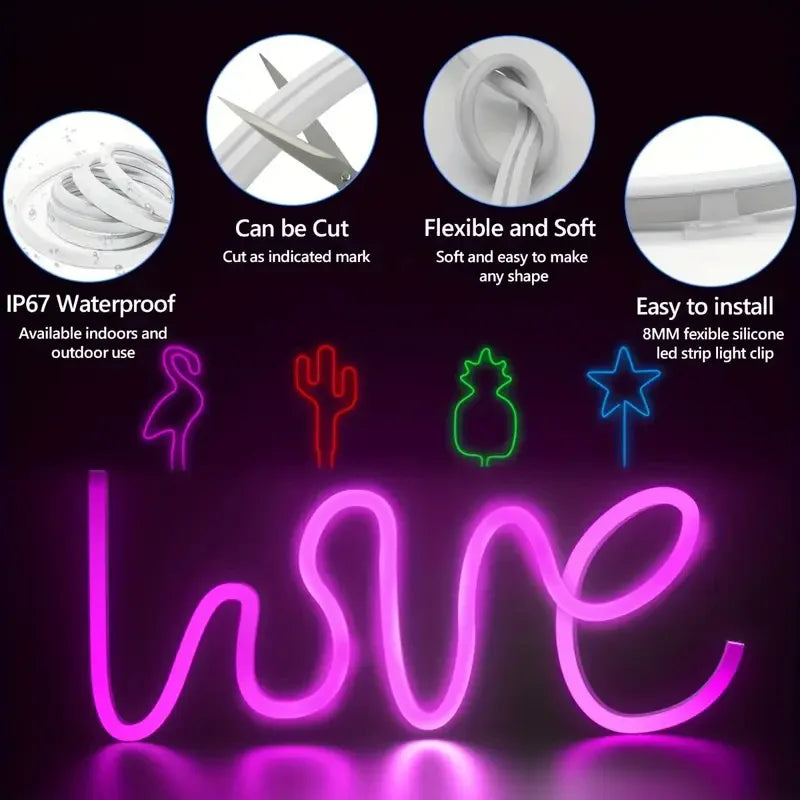 Luz Neón Flexible LED RGB 5M - Para Pared, Escritorio y Gaming Setup