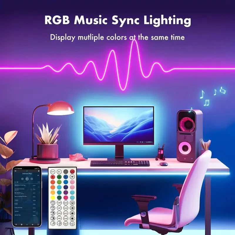 Luz Neón Flexible LED RGB 5M - Para Pared, Escritorio y Gaming Setup