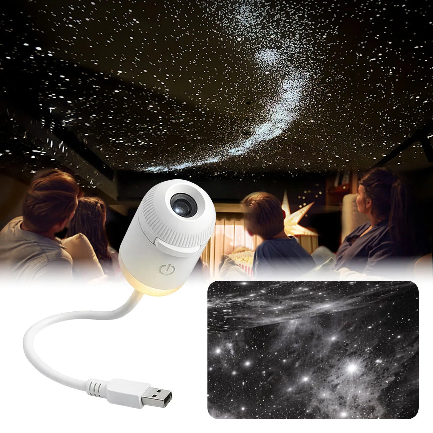 Galaxy Projector 2-in-1 Starry Sky Night Light - USB LED for Bedroom & Gaming Room