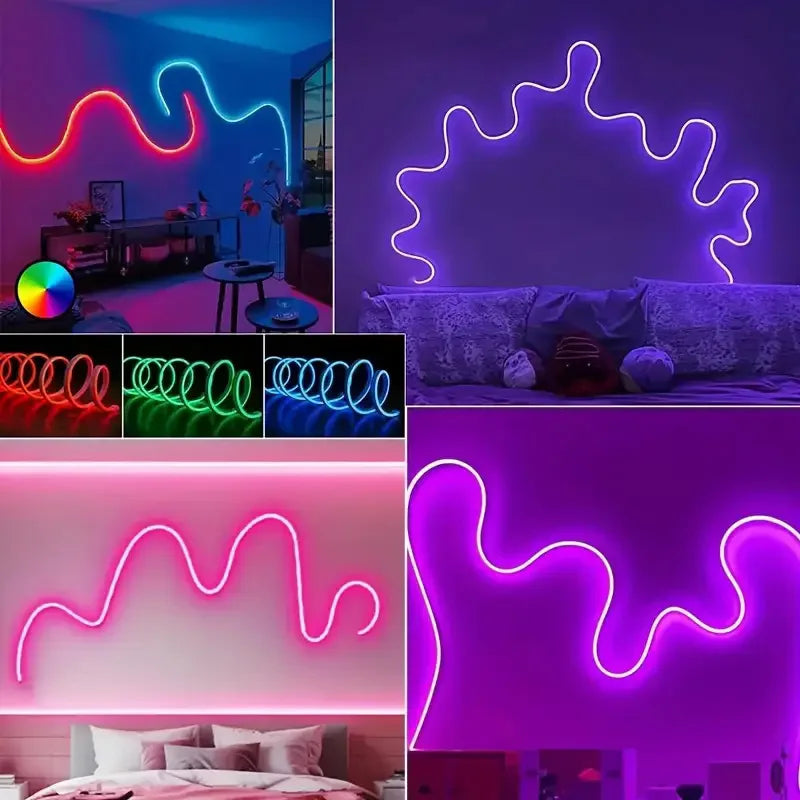 Luz Neón Flexible LED RGB 5M - Para Pared, Escritorio y Gaming Setup